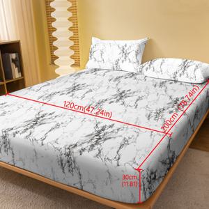 TEMU 마블 디자인의 싱글 프린트 매트리스와 침실용 침구 세트