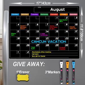 TEMU 냉장고용 자석식 드라이 지우개 달력, 크기 17