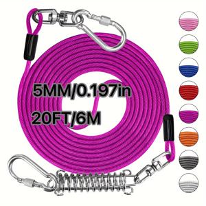 TEMU 개용 리드줄 - 6피트, 10피트, 15피트, 30피트, 50피트, 75피트, 100피트 길이 선택 가능. 야외 사용에 적합, 물기 방지, 헤비듀티 디자인, 최대 500파운드의 대형견에 적합. 내구성 있는 개 달리기 리드줄, 야외 또는 캠핑 사용에 완벽