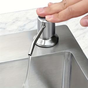 TEMU 1개, 주방 싱크대 및 튜브 키트용 통합 식기 세제 디스펜서, 주방 싱크대 세제 디스펜서, 11.15Oz 용량 주방 세면대 세제 디스펜서, 펌프 포함, 주방 및 욕실 용품, 크리스마스/할로윈 선물