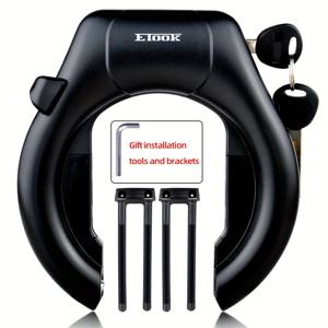 TEMU ETOOK 자전거 자물쇠 게 집게 자물쇠 말발굽 자물쇠 산악자전거 로드바이크 방범 강력 합금 프레임 U자형 자물쇠