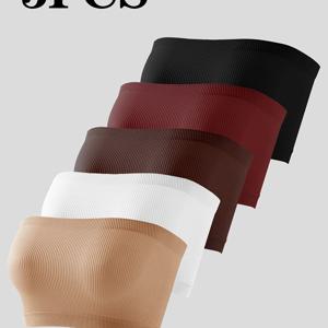 TEMU 여성용 패딩 없는 원숄더 랩 브라렛 5개 세트