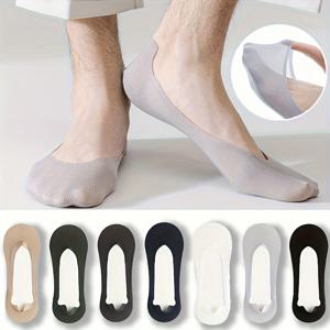 TEMU 남성용 봄/여름 아이스 실키 섬유 원단 실리콘 미끄럼 방지 뒤꿈치 노쇼우 타월 솔 땀 흡수성 얕은 굽이 비즈니스 스포츠 캐주얼 보트 양말 7켤레