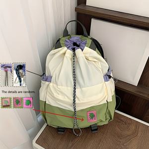 TEMU 한국 스타일 드로스트링 아웃도어 백팩, 경량 캐주얼 스포츠 여행 가방, 나일론 등산 니치 백팩