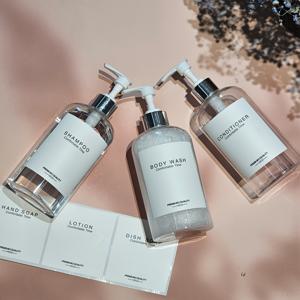 TEMU 흑백 샴푸 및 컨디셔너 디스펜서 3개 세트 - 현대적인 리필형 펌프 병, 샤워 비누용 - 라벨이 있는 샴푸, 컨디셔너 및 바디워시용 빈 디스펜서 세트 - 플라스틱, 앰버, 투명 재질