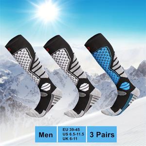 TEMU 가을과 겨울용 남녀공용 두꺼운 보온 통기성 긴 아웃도어 스포츠 양말 3쌍 세트, 하이킹, 스케이팅, 스키용