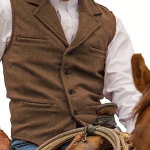 TEMU 남성용 ツイード 조끼 울 혼방 헤링본 빈티지 웨스턴 조끼 정장 신랑 들러리 웨딩 이벤트 파티 수트 조끼 캐주얼 사냥 낚시 골프 웨이스트코트 조끼 S M L XL XXL XXXL