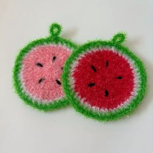 TEMU 수제 아크릴 스펀지 세트 | 창의적인 수박 패턴, 다기능 주방 청소용 천, 이상적인 크리스마스 선물