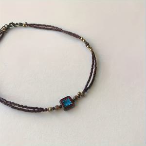 TEMU 유니크한 디자인 버건디 브라운 기하학적 비즈 목걸이 D98