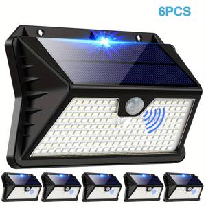 TEMU 185LED 모션 센서 야외 태양광 조명, IP65, 3가지 모드 야외 태양광 벽등, 벽 조명, 정원, 파티오, 차고, 현관문, 크리스마스 선물, 할로윈 선물, 아버지의 날 선물, 보안 조명용