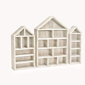 TEMU 미니 피규어 정리를 위해 디자인된 하우스 모양의 나무 진열대 3개 세트입니다. 색상은 브라운, 우드, 블랙으로 제공되며, 폭 10인치, 깊이 2.25인치, 높이 15인치입니다.