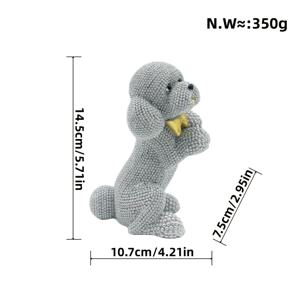 TEMU 1개, 귀엽고 잘 자란 은색 컬러풀 도트 비즈 타이 앉은 강아지 레진 조각상 장식품, 데이, 어머니날, 결혼 시즌 데스크탑 장식, 머리 조각상, 책장, 거실 또는 사무실 장식에 적합 - 공간을 개성 있게 꾸미세요, 크리스마스, 데이, 어머니날을 위한 이상적인 선물, 할로윈 장식, 가을 홈 데코 컬렉터블 피규어