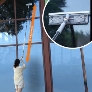 TEMU 1세트, Joybos 2in 1 유리 청소 스퀴지 & 정원 청소 모프: 4개의 교체 가능한 패드, 126인치 긴 막대, 스크래퍼가 있는 유리 스퀴지, 고급 유리 표면 & 파티오 & 자동차에 이상적, 길이 조절 가능한 청소 도구