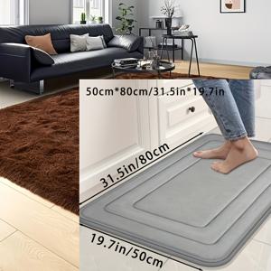 TEMU 1개 욕실 화장실 매트, 메모리 폼 두꺼운 욕실 바닥 매트, 욕실, 침실, 욕실 장식, 침실 장식, 방 카펫, 거실에 적합, 봄, 여름, 가을, 겨울에 적합, 빠른 흡수, 세탁 가능, 기계 세탁 가능, 빠른 건조, 두꺼운 미끄럼 방지, 변색 방지 욕실 매트, 부드럽고 편안한 카펫