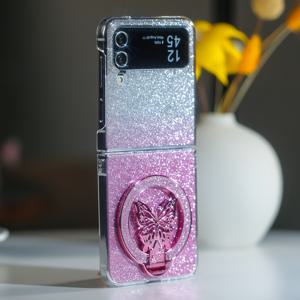 TEMU 폰케이스: 그라데이션 쉬머 루스 파우더 카드보드 전기도금 나비 스탠드 접이식 폰케이스, 갤럭시 Z 플립3 5G, 갤럭시 Z 플립4 5G, 갤럭시 Z 플립5 5G, 갤럭시 Z 플립6 5G 호환