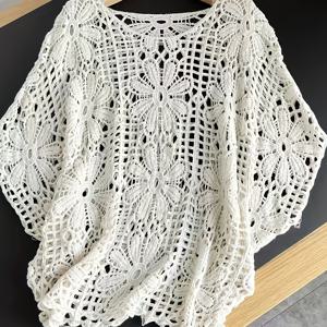 TEMU 솔리드 컬러 홀아웃 라운드넥 풀오버