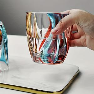 TEMU 1개 수제 위스키 글라스, 8.5oz 와이드 마우스 록 글라스, 버번, 스카치, 보드카용 재사용 가능한 다용도 유리기구 - 손세척 전용, 우아한 유리기구|세련된 음료용기|수제 우아함