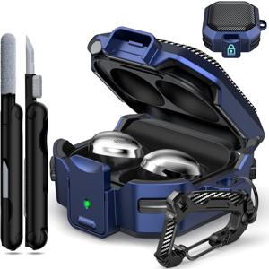 TEMU 갤럭시 버즈 프로 2/버즈 2/버즈 라이브/버즈 프로/버즈 FE 2023 카본 파이버 케이스 - 안전 잠금장치 & 캐러비너/클리너 키트 포함