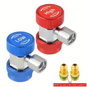 TEMU 2개 R134A 조절식 퀵 커넥트 커플러, A/C 냉매 고/저압 어댑터, HVAC 시스템용, 자동차 수리 도구