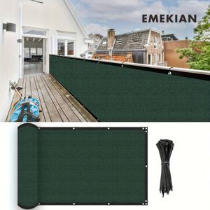 TEMU EMEKIAN 발코니 프라이버시 스크린 펜스, 프라이버시 펜싱 쉴드 커버 메쉬 윈드스크린 레일링 스크린 쉐이드 천 그로멧 포함, 데크, 파티오, 뒷마당, 수영장, 포치용 UV 차단 (1개, 다크 그린)
