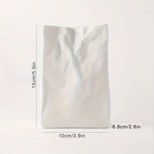 TEMU 1개 플리츠 종이 봉투 꽃병, 독특한 세라믹 장식 꽃병, 북유럽 스타일, 모던 홈 데코, 결혼식, 식탁, 파티, 거실, 사무실, 침실, 장식 선물에 적합