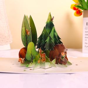 TEMU 1개 숲속 동물 팝업 카드 - 다람쥐, 사슴, 곰, 토끼가 있는 매력적인 숲 풍경 - 생일, 유아 샤워, 아버지의 날에 완벽한 선물 - 노트 카드 및 봉투 포함, 파티 초대 카드 | 애니메이션 동물 카드 | 할로윈, 크리스마스 이벤트 및 파티 용품을 위한 수제 종이 카드 (크리스마스, 새해, , 파티 이벤트용)