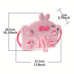TEMU 삼성 갤럭시 탭 A8 10.5 2022 (SM-X200/X205/X207)용 귀여운 토끼 충격 방지 핸들 스탠드 키즈 케이스, 삼성 갤럭시 탭 A8 10.5 인치 2022용