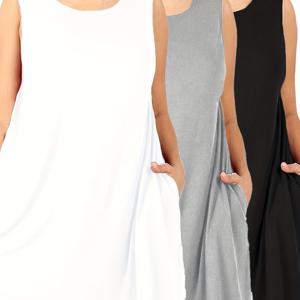 TEMU 플러스 사이즈, 여름용 3피스 솔리드 컬러 라운드넥 캐주얼 패션 민소매 베스트 포켓 포함 플러스 사이즈 여성복