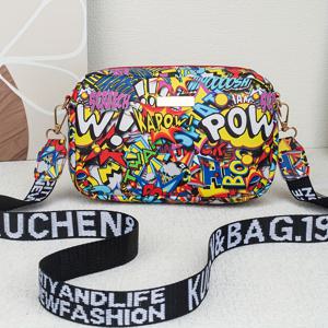 TEMU 패셔너블 어반 여성 크로스백, 소형 사각 가방, 캐주얼 다용도 싱글숄더백, 출퇴근, 여행, 메이크업용, 랜덤 커팅 프린트