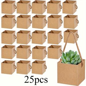 TEMU 10개/25개 다육이 포장백, 2.36인치 화분용 소형 크래프트 종이 선물 상자, 파티 용품