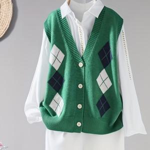 TEMU 플러스 사이즈 - 플러스 사이즈 - 봄/가을 플러스 사이즈 컬러 블록 스몰 체크 무늬 다용도 베스트 가디건