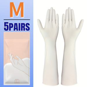 TEMU 15.3인치 연장형 니트릴 장갑 5쌍, 두꺼운 설거지 장갑, 터치스크린 지원, 미끄럼 방지, 주방/욕실/일상 청소용, 재사용 가능, 휴일 선물