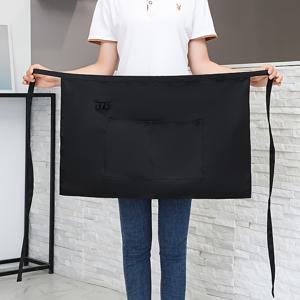 TEMU 새로운 블랙 클래식 시리즈 대형 포켓 앞치마, 작업용/비즈니스/카페/공예/유니폼용 반장 로그 레스토랑 주방 웨이터 허리 앞치마 커피 자주색