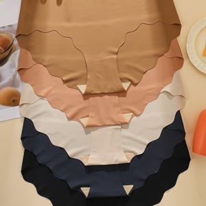 TEMU 5팩 - Merad 컬러 패밀리 단색 편안한 통기성 좋은 부드러운 여성용 팬티 웨이스트 헤드 웨이브 레이스 친피부 부드러운 개별 여성용 삼각 팬티
