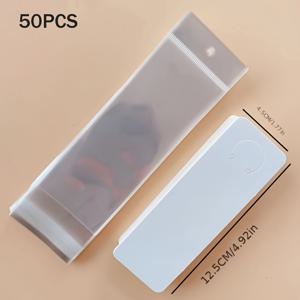 TEMU 100개/50개 키체인 디스플레이 카드 + 투명 파우치 - 내구성 있는 종이 & 플라스틱 주얼리 정리대, 소매점 및 공예 전시용, 비즈 & 액세서리 제작 - 전원 불필요, 휴대용 디스플레이 & 포장 용품, 판매자용 주얼리 전시 스탠드