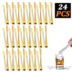 TEMU [골든] 3/6/12/24개 스테인리스 스틸 소형 아이스 집게, 서빙 집게, 설탕 집게 및 아이스 클립, , 파티 뷔페, 바, 카페, 티 파티, 디저트 파티, 설탕 및 아이스 버킷 또는 주방용품, 크리스마스, 할로윈에 적합