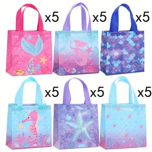TEMU 30개 세트 오션 테마 파티 토트 선물 가방 - 재사용 가능한 부직포, 7.87x7.67x3.54 인치 소형 벌크 가방, 해양 디자인 (인어, 해마, ) 웨딩, 베이비 샤워, 생일, 기념일, 쇼핑, 비치백, 크리스마스, 할로윈용