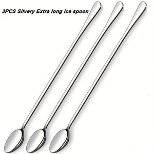 TEMU 29.7cm 길이의 긴 손잡이 주걱 3개 세트. 430 스테인리스 스틸 재질, 매우 긴 손잡이 디자인. 아이스 티, 튼튼한 칵테일 믹싱에 적합하며 주방, 카페, 바에 이상적입니다.