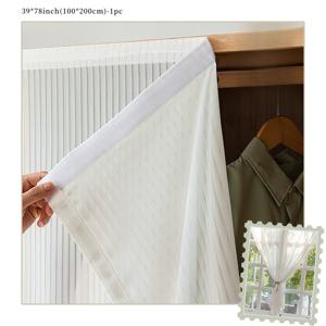 TEMU 드릴 없이 자가 점착식 창문 커튼 - 거실 및 침실용 탈착식 짧은 쉬어 커튼, 매직 테이프 포함, 빛 필터링 프라이버시 스크린, 모던 농가 스타일 장식 (1팩 128Gsm 반투명 원단)