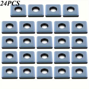 TEMU 24개 강력 테프론 가구 글라이드 (나사 포함) - 파란색 및 검은색 스크래치 방지 플라스틱 의자 테이블 다리 패드, 나무 바닥용, 스크래치 방지, 부드러운 디자인, 사각 글라이드, 가구 글라이드