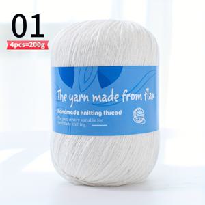 TEMU 다양한 색상의 고품질 거친 메시 린넨 얀, 핸드메이드 뜨개질 소재로 코바늘 레이스 스웨터, 스카프, 숄, 스커트 얀 볼 제작. 100% 린넨, 1 봉투 = 200G = 4개입