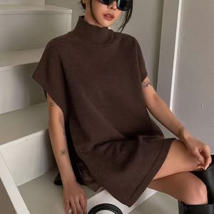 TEMU 새로운 패셔너블 디자인 사이드 슬릿, 솔리드 컬러 민소매 풀오버 캐주얼 다용도 탑