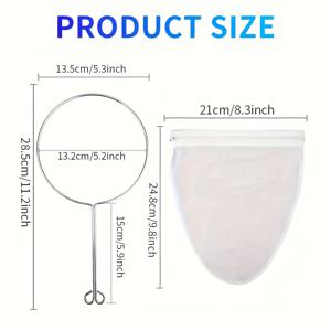 TEMU 지퍼와 스테인리스 스틸 핸들이 있는 2/4개 초미세 메쉬 스트레이너 백, 초미세 메쉬 스트레이너 백, 견과류 우유, 커피, 주스, 커피, 우유, 버터 및 신선한 치즈 필터링용