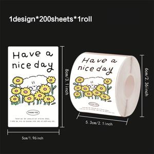 TEMU 200개 스티커 롤 / 스티커당 1.96*3.1인치, 플로럴 요소 