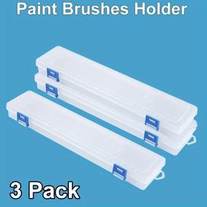 TEMU 대형 페인트 브러쉬 보관 홀더, 3개입, 투명 플라스틱 디자인, 휴대용 드로잉 도구 케이스, 집, 스튜디오, 여행용, 긴 페인트 브러쉬, 색연필, 수채화 펜, 크레용, 분필, 마커, , 화가, 성인 및 취미 활동가를 위한 아트 용품 (13 X 2.76 X 1.4인치)