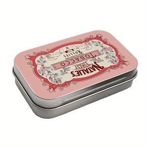 TEMU 1pc 빈티지 꽃 핑크 금속 티넥 상자, 하이든 리드 및 스냅 클로저 - 작은 아이템을 위한 견고한 직사각형 저장 컨테이너, 여행에 적합, 