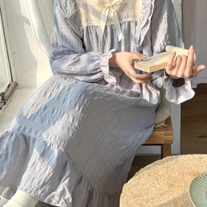 TEMU 스타일 여성용 긴팔 슬립 드레스 - 대비 레이스 트림 사각 넥 솔리드 컬러 논스트레치 원단, 포근한 가을 겨울 나이트가운 & 캐주얼 홈웨어, 세탁기 사용 가능, 실내복, 에스테틱, 사각넥라인