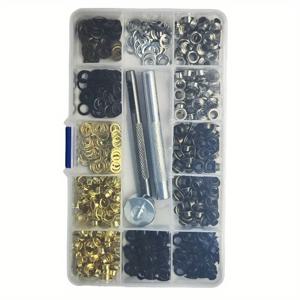 TEMU 200세트/400세트 5mm 내경 속이 빈 금속 아일렛 세트 패션 의류 가방 신발 아일렛 에어 아이 버클, 설치 도구 3개 포함