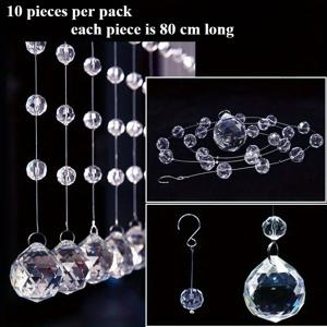 TEMU 10개 세트 고급 아크릴 태슬, 각 31.5인치 길이, 결혼식과 크리스마스용 반짝이는 둥근 장식품, 창문 및 장식을 위한 홈 데코레이션으로 미적 매력을 높여주는 장식용 행잉 오너먼트