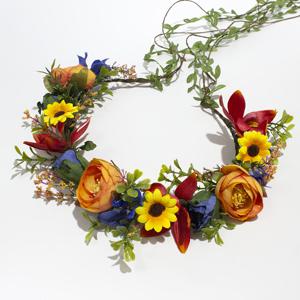 TEMU 1개 스타일 인조 꽃 머리띠, 톤의 인조 장미, , 팔레놉시스 난초, 그린 리프 포함. 야외 웨딩, 테마 파티, 개학 시즌, 해변 휴가에 완벽